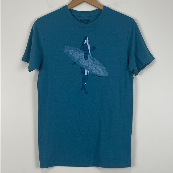 Patagonia Slim Fit Men’s Small T-Shirt Teal Surfing Orca Tee - Picture 1 of 7